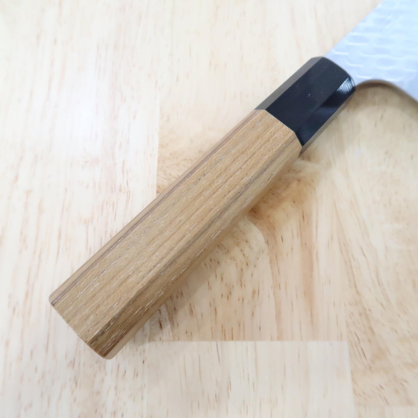 NIGARA Nakiri SG2 Polished Hammered with Teak Octagonal Handle (180mm)