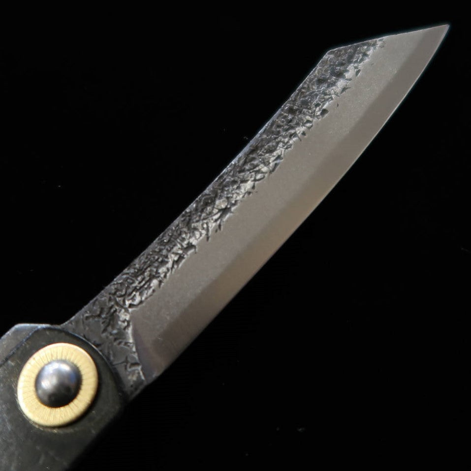 Japanese Folding knife Higonokami Blue steel Kurouchi large hammered black back (70mm)