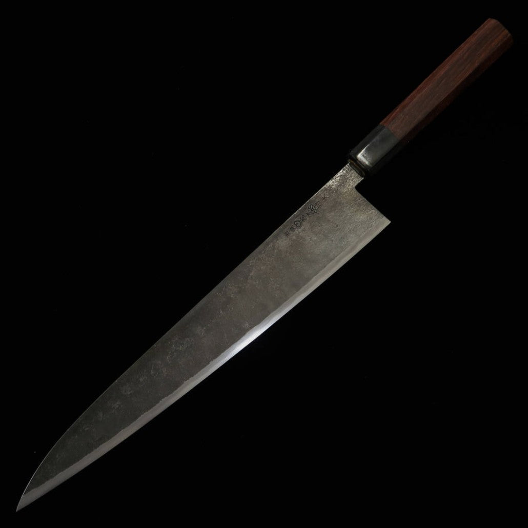 Takeda Cutelaria Takeda Bitchu Forjado à mão Sujihiki/Yanagiba duplo grande Aço Hitachi Aogami Super (240mm)