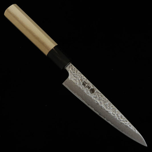 三浦刃物 MIURA ペティ AUS10 鎚目 ダママット 朴水牛柄 (135mm)