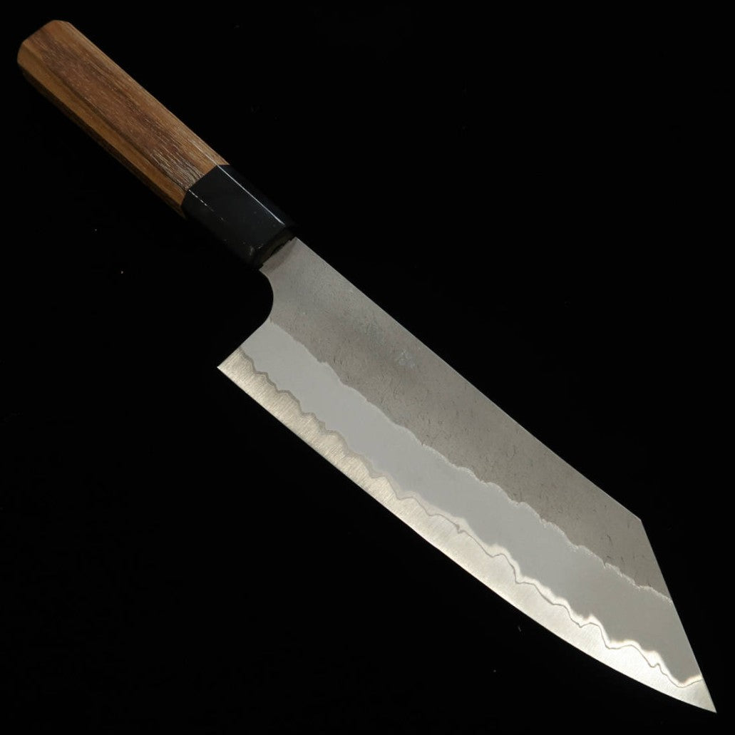 二唐刃物鍛造所 NIGARA 青紙スーパー 磨き槌目 文化 チーク柄 (180mm)