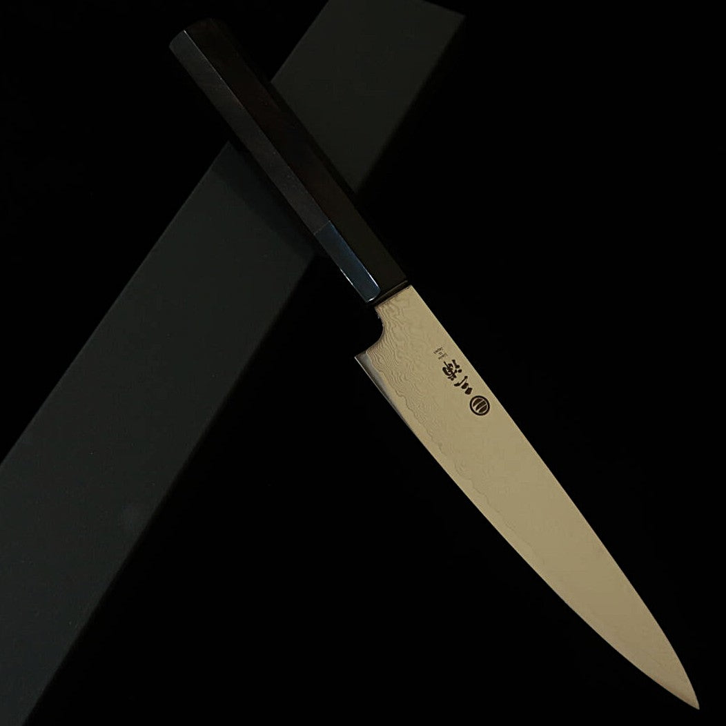 Miura Petty Knife ZA18 Damascus with Ebony Octagonal Handle (150mm)
