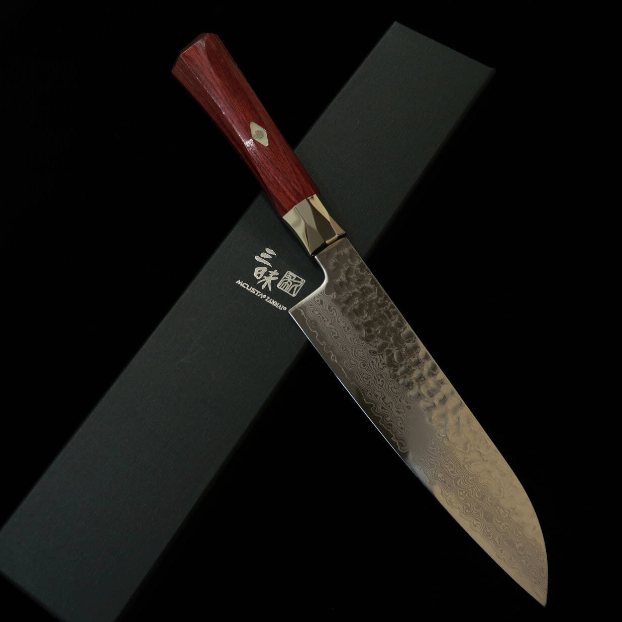 【New Standard】Zanmai MCUSTA Supreme 3 Hammered Finish Santoku Knife (180mm)