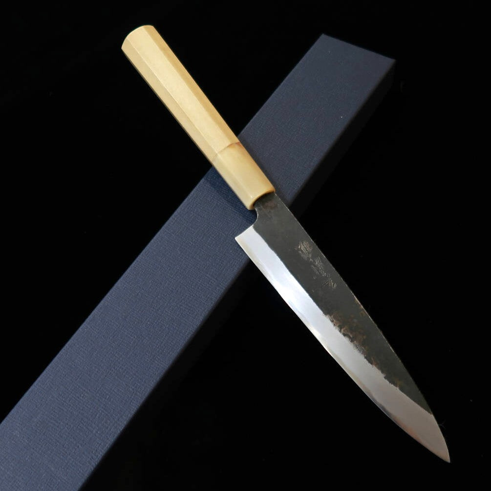 Petty MIURA Itadaki Sakai Yoshikazu Shirogami No. 2 Black Finish Ebony Octagonal Handle (150mm)