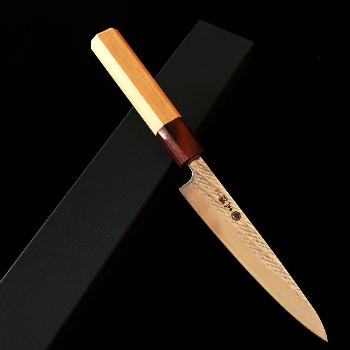 三浦MIURA ペティ 銀紙三号 縄目 ダマスカス 欅八角柄(135mm)