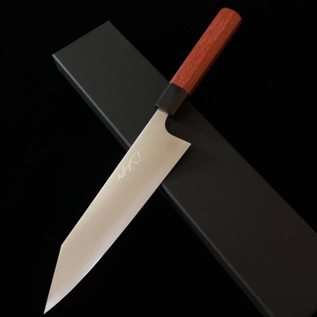 Couteau "Battleship" Takayuki Shibata Koutetsu, acier SG2, manche octogonal en bois de Jarrah, (190mm)