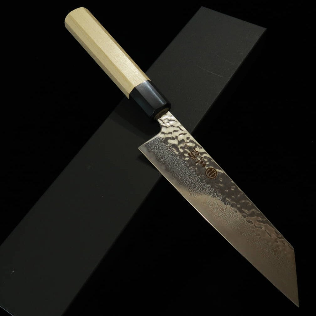 Miura MIURA Bunka AUS10 Miroir Martelé Damas Manche octogonal en magnolia (170 mm)