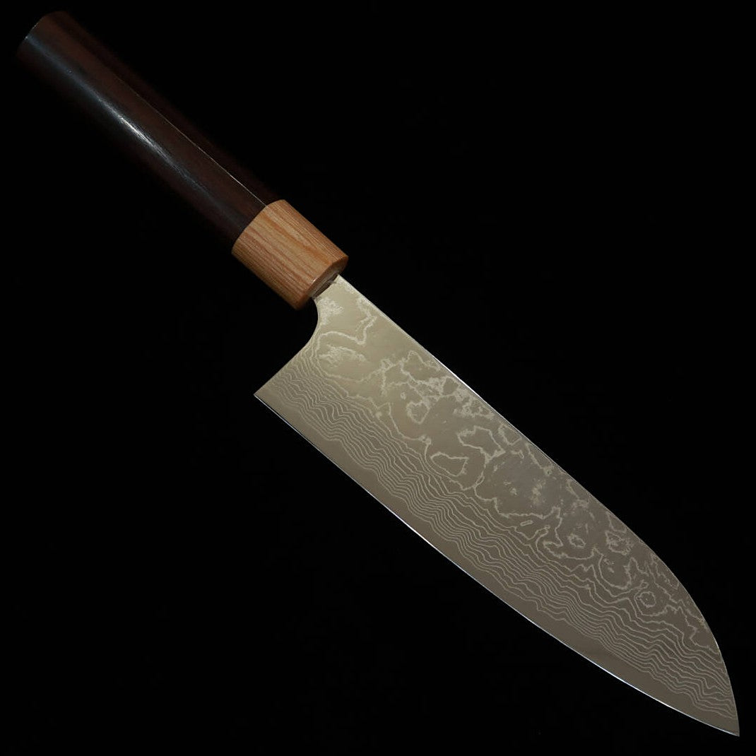 片山 雄太YUTA KATAYAMA VG10ダマスカス 磨き仕上げ 三徳 紫檀栗型柄(170mm)
