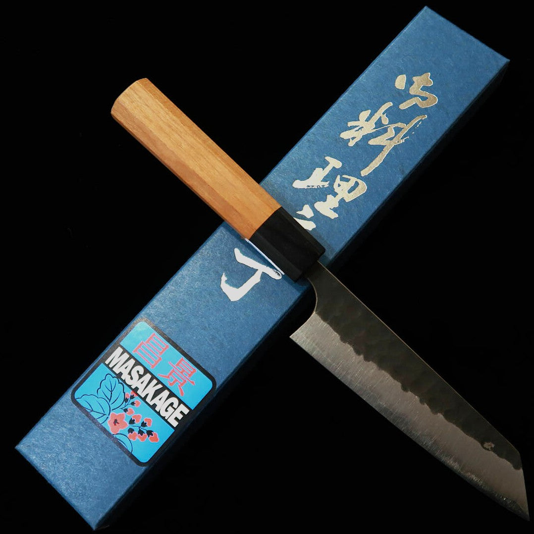 昌景MASAKAGE 小石 小文化 青紙スーパー 鎚目 黒打ち アメリカンチェリー柄(135mm)