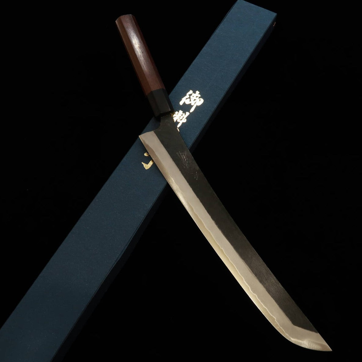 三浦 MIURA by Shindo 先丸筋引 青紙二号 黒打ち 紫檀八角柄 (270/300mm)