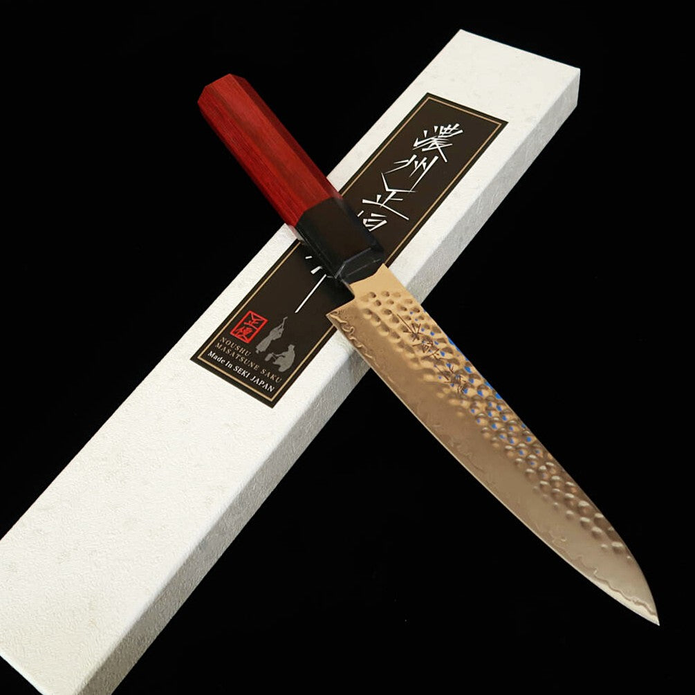 V.ROAD 濃州正恒作 Nosyu Masamune ペティ VG10 鎚目 33層ダマスカス 積層強化柄 赤×黒(150mm)