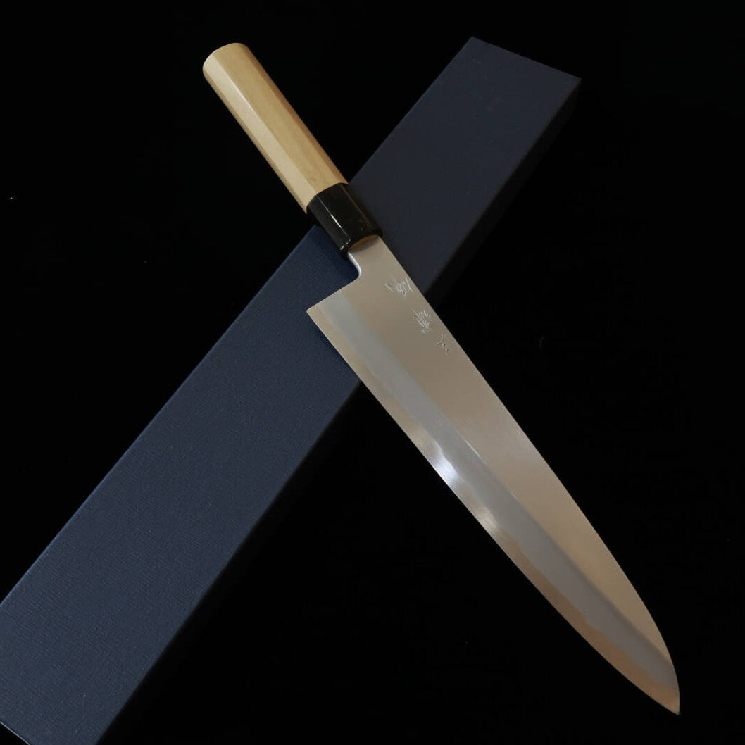 三浦佩 Miura Obidama 片刃牛刀 白紙二号 総ボカシ 朴八角柄 (210/240mm)