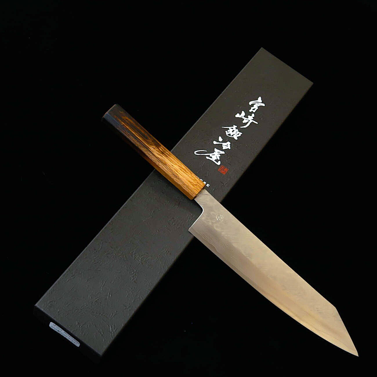 宮崎鍛冶屋 MIYAZAKI KAJIYA ZA18 鎚目ダマスカス サブゼロ - 椿 - 切付牛刀 - 焼漆樫柄 (240mm)