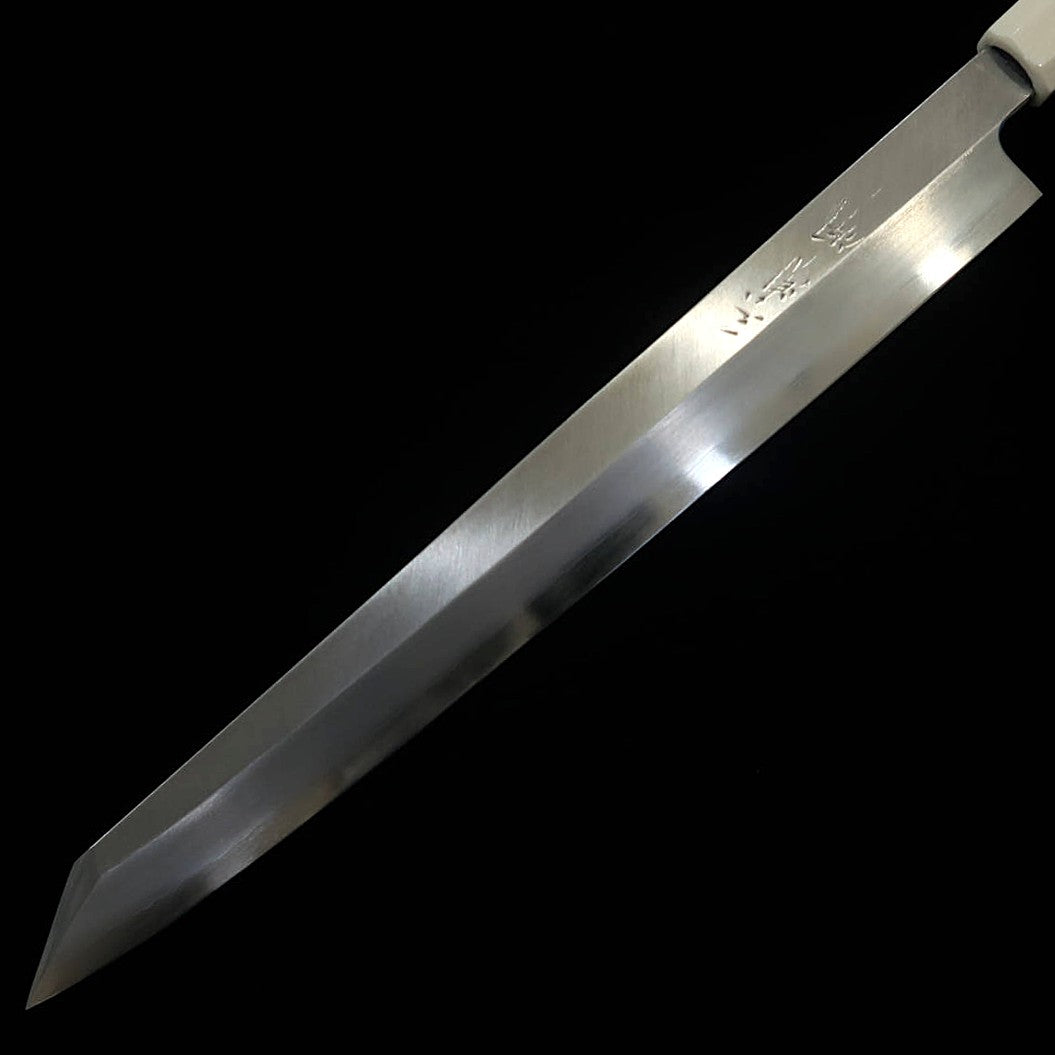 三浦佩MIURA Obidama 切付柳刃 左利き用 銀紙三号 木砥仕上げ ターコイズハンドル (300mm)