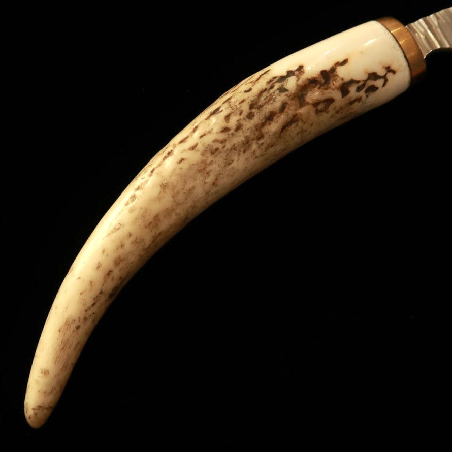 Prometheus Thor Ymir HS stole with antler handle and leather sheath (82mm)