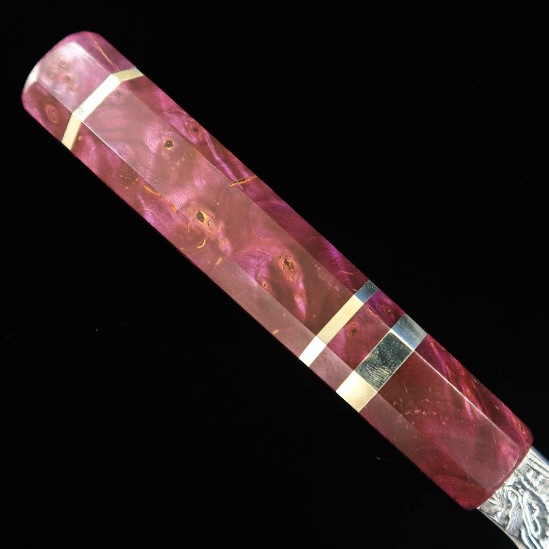 Yoshihide MASUDA Gyuto Papier blanc No.2 Damas Argent Bois stabilisé (240mm)