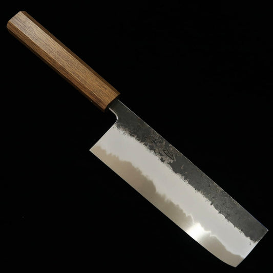 刃道HADO 墨 菜切 白紙二号 樫 拭漆黒柄 (165mm)