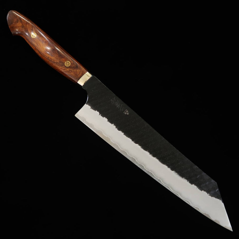 Kiritsuke Gyuto NIGARA SG2 Acabado negro Martillado Mango de ironwood (240mm)