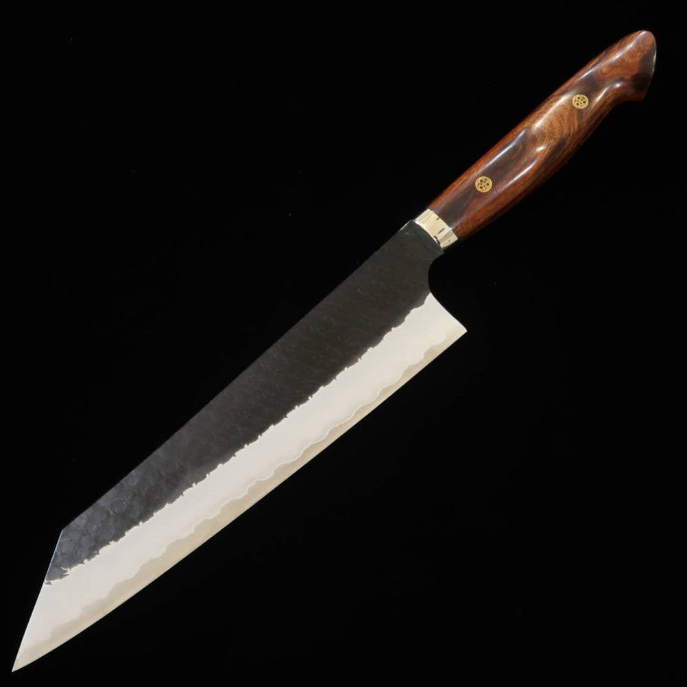 Kiritsuke Gyuto NIGARA SG2 Acabado negro Martillado Mango de ironwood (240mm)