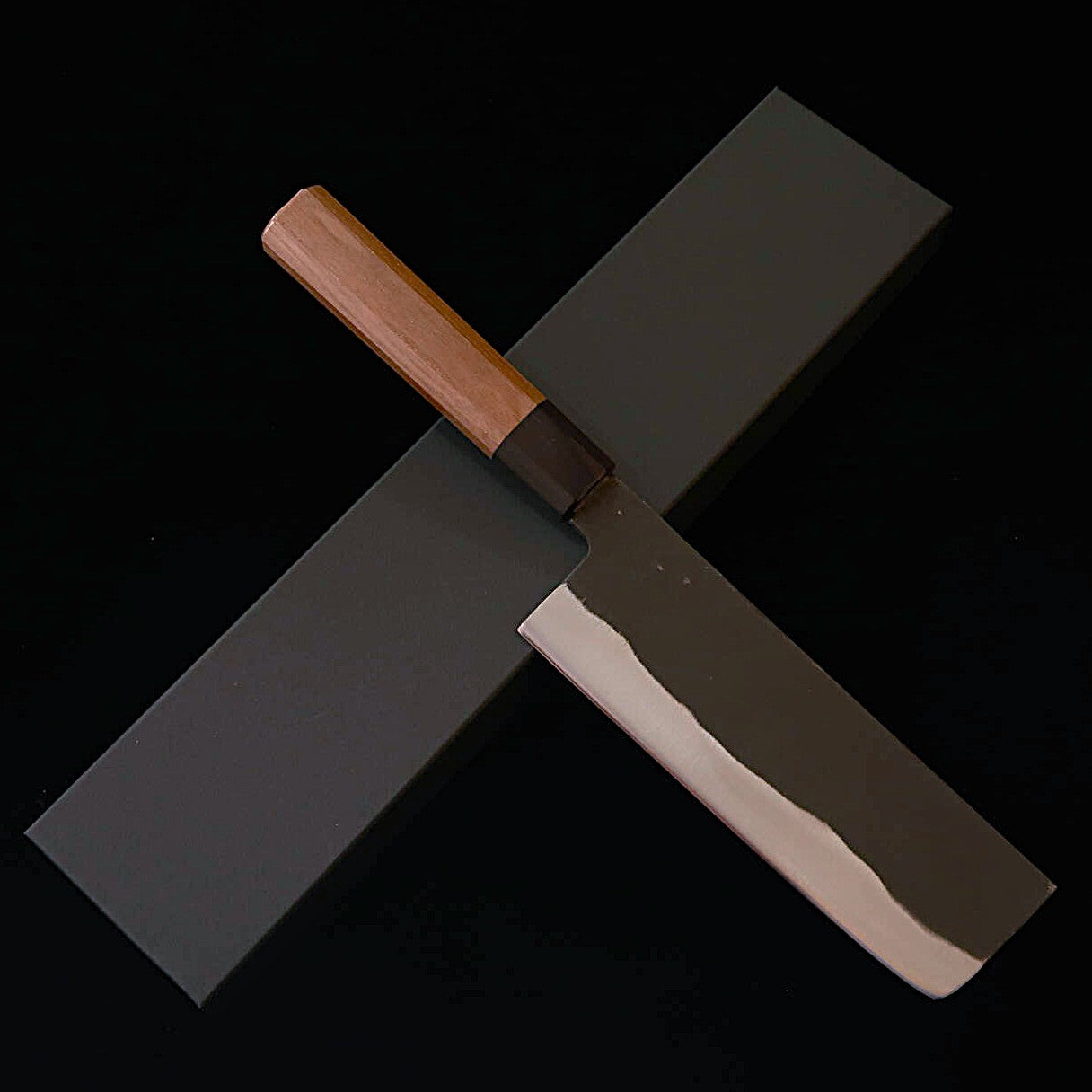 三浦MIURA 菜切 青紙一号 黒打ち 胡桃八角柄(165mm)
