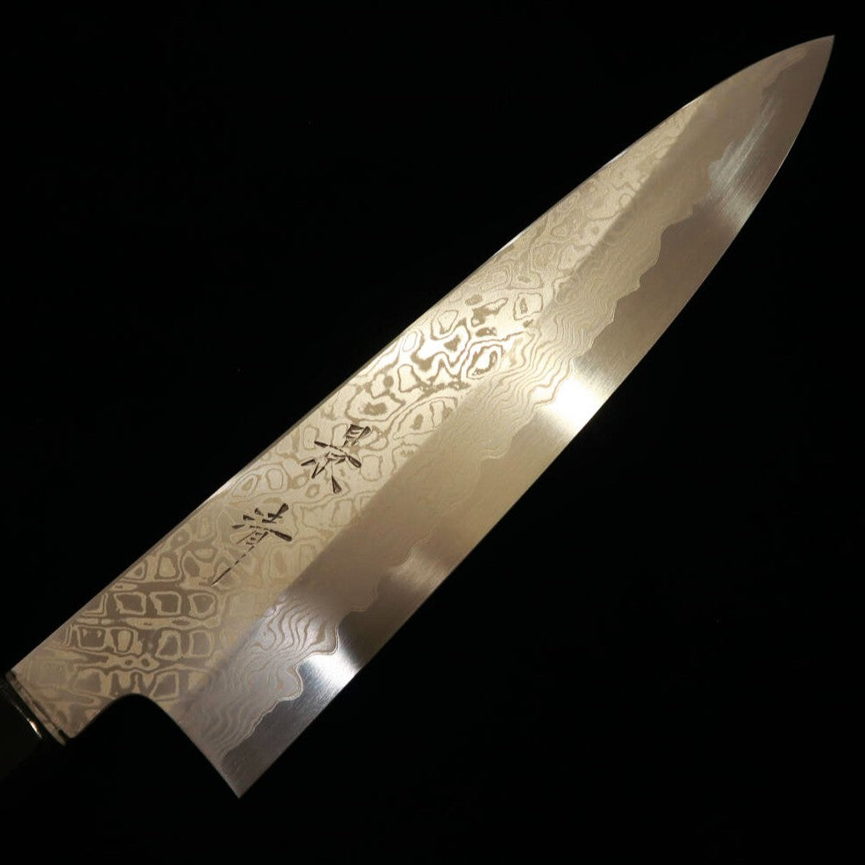 景清KAGEKIYO 青一鋼 和牛刀 ステインクラッドダマスカス 平目ぼかし柄 (210/240mm)