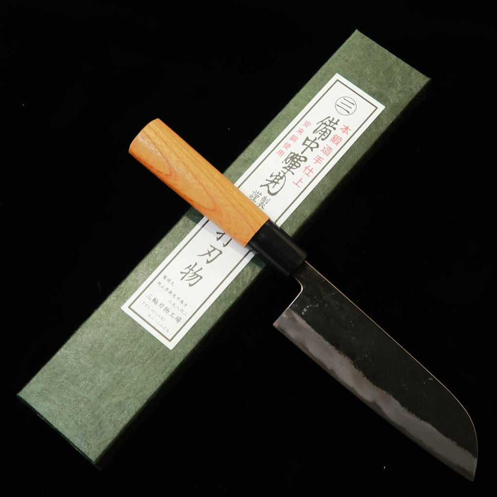 三輪刃物MIWAHAMONO ミニ三徳型青紙一号 欅柄(145mm)