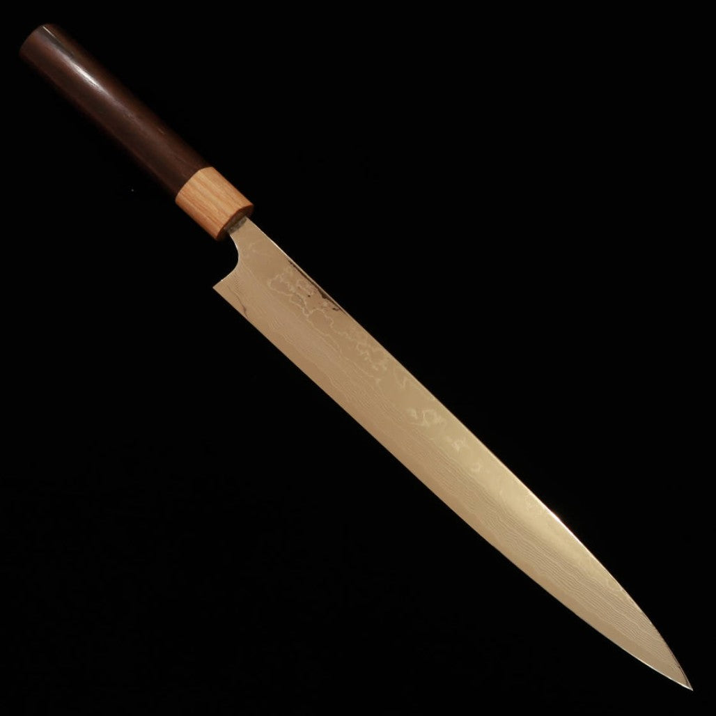Sujihiki Yuta Katayama VG10 Damascus Polished Finish Rosewood Chestnut Handle (240/270mm)