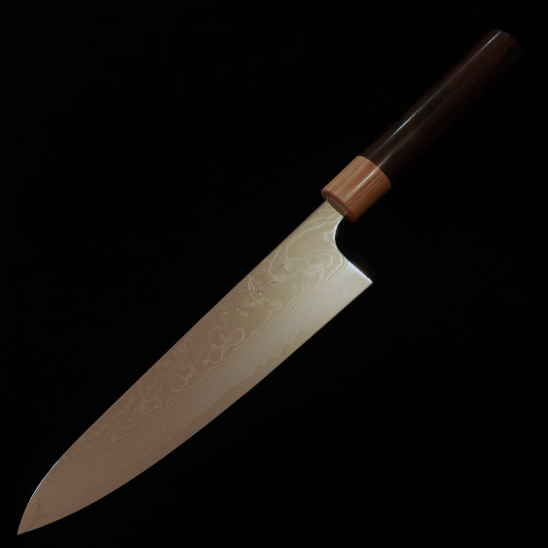 Yuta Katayama VG10 Damasco acabado pulido Gyuto mango de palo violeta en forma de castaña (210/240 mm)