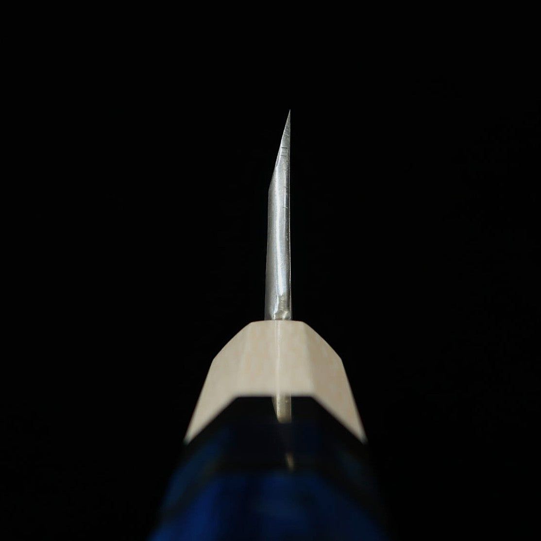 三浦頂 MIURAItadaki 出刃 白紙二号 黒打 スタビライズウッド銀巻柄 (180mm)