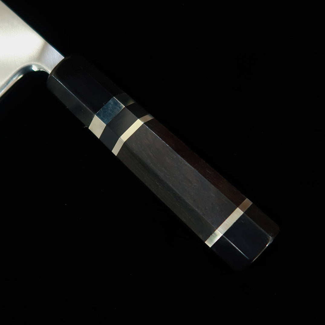 三浦MIURA 出刃 左利き用 銀紙三号 木砥仕上げ 黒檀銀巻柄(150mm)