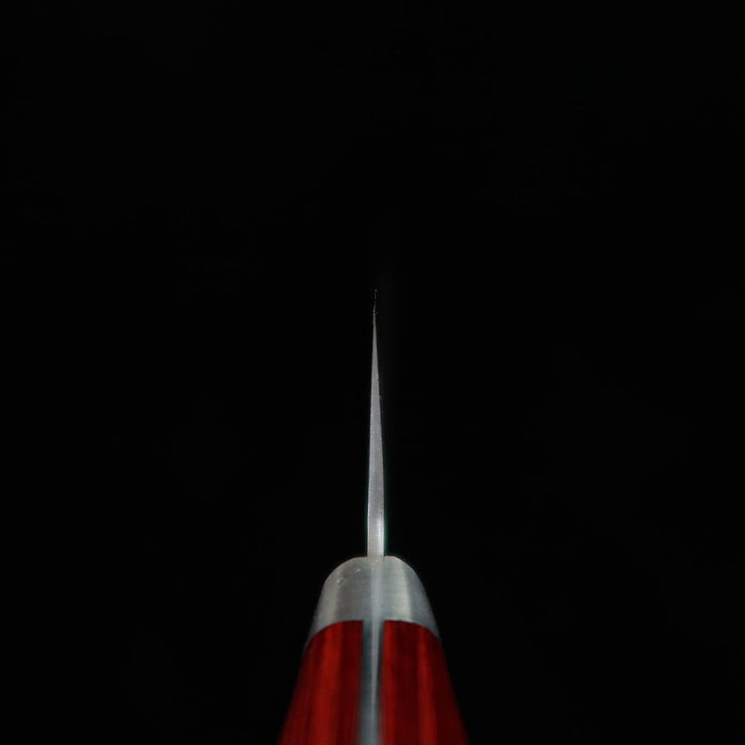 三浦 MIURA 三徳 AUS8 槌目 赤合板柄 (180mm)