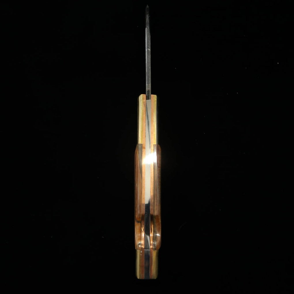 Takeda Hamono TAKEDA Bitchū forge à la main par Inagaki, couteau pliant à cran d'arrêt, mammouth, acier Hitachi Aogami Super (68 mm)