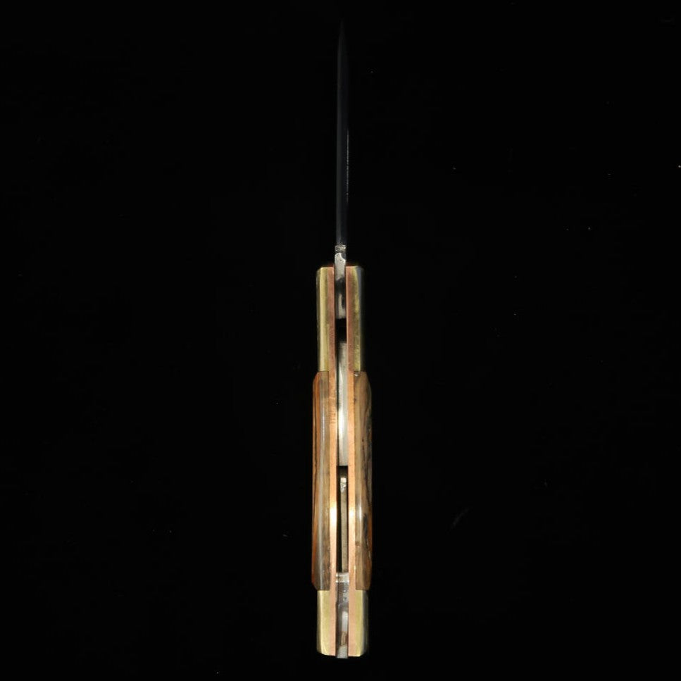 Takeda Hamono TAKEDA Bitchū forge à la main par Inagaki, couteau pliant à cran d'arrêt, mammouth, acier Hitachi Aogami Super (68 mm)