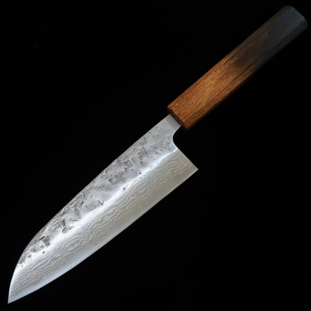 三浦MIURA 三徳 スウェーデン鋼 梨地 ダマスカス 焼漆八角柄(165mm)