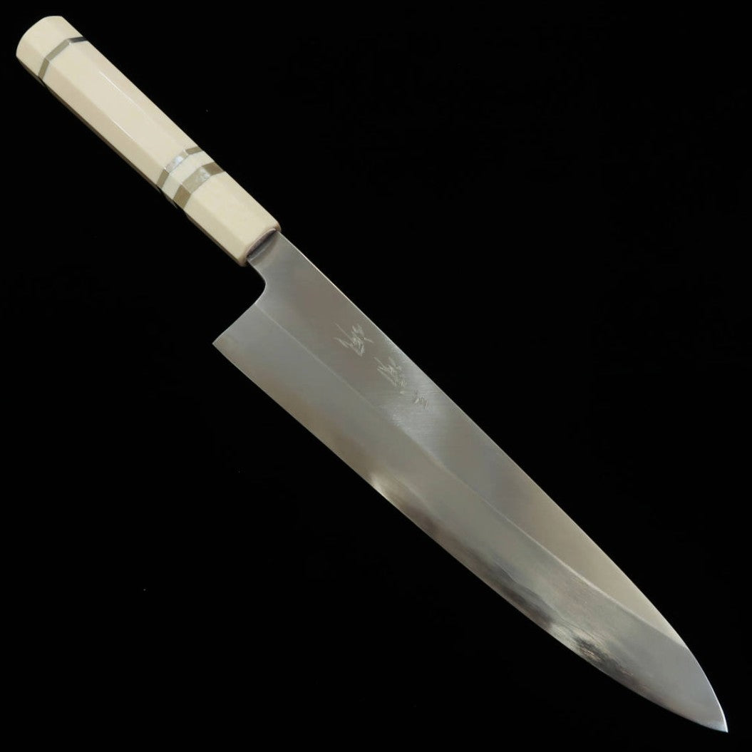 三浦佩 MIURA Obidama 片刃牛刀 銀紙三号 木砥仕上げ コーリアンハンドル (240mm)