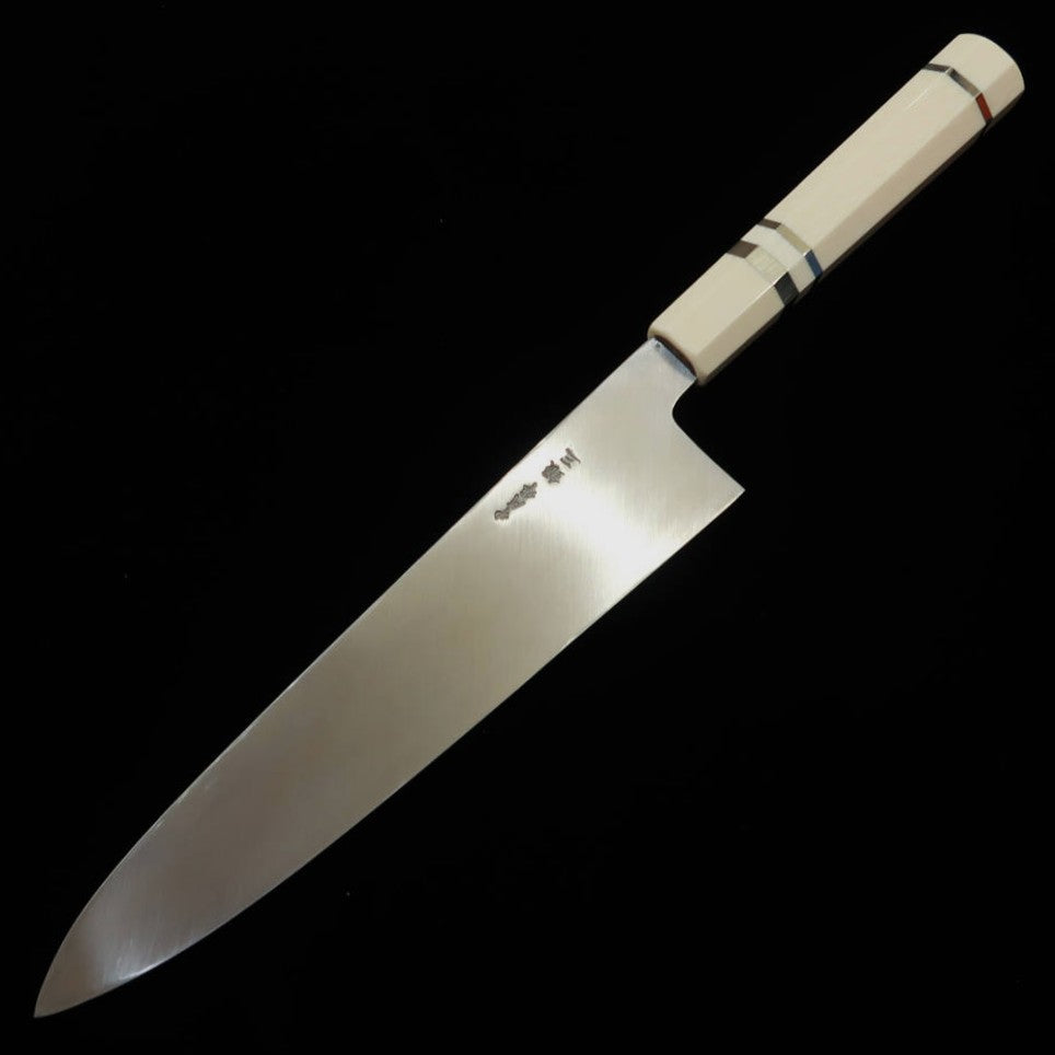 三浦佩 MIURA Obidama 片刃牛刀 銀紙三号 木砥仕上げ コーリアンハンドル (240mm)