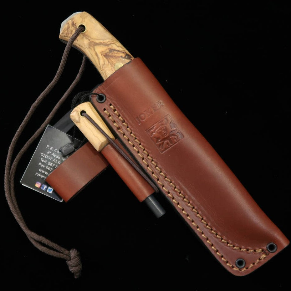 Faca de campping JOKER jok0007 CO123-P Ember F com firesteel de oliva