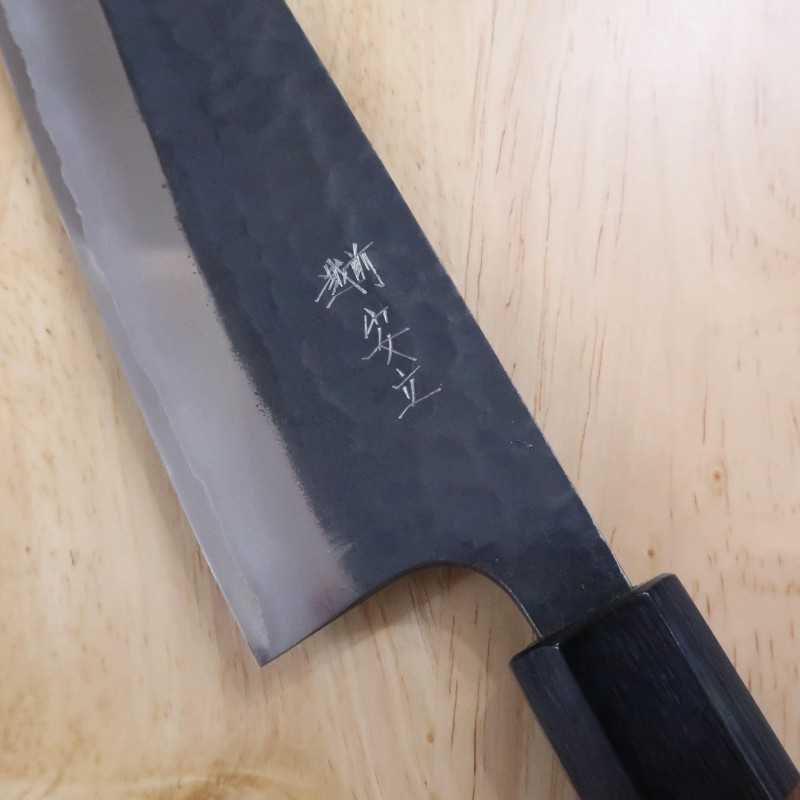 ANRYU Santoku Aogami Super hammered black finish Maple handle (165mm)