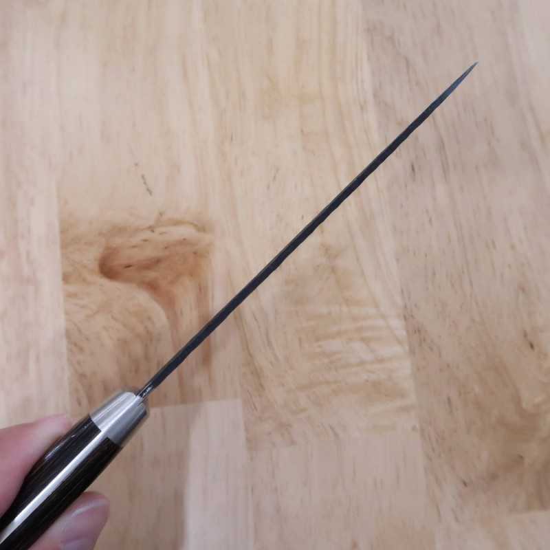 MIURA Petty Aogami Super steel Hammered Black finish Dark Brown Plywood Handle (135/150mm)