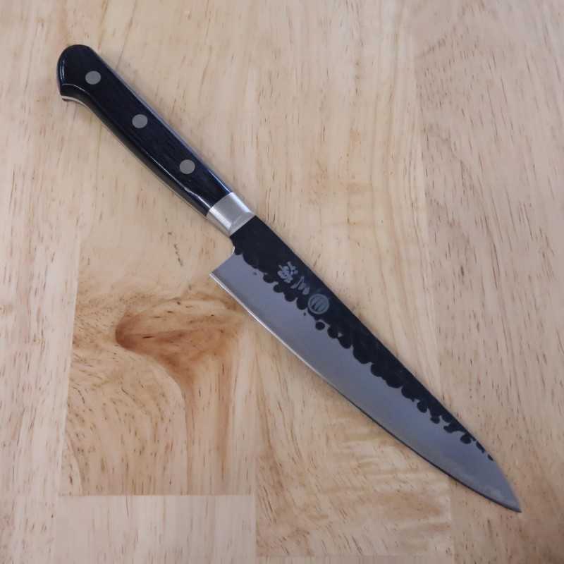 MIURA Petty Super blue steel Hammered Black Plywood Handle (135/150mm)