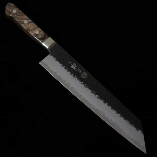 三浦 MIURA 青紙スーパー 黒鎚目 切付 鍔付焦茶ハンドル (210mm)