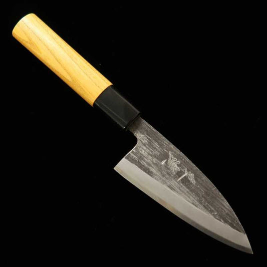 三浦 MIURA 青紙二号 黒打片刃 アジ切り包丁 欅柄(105mm)