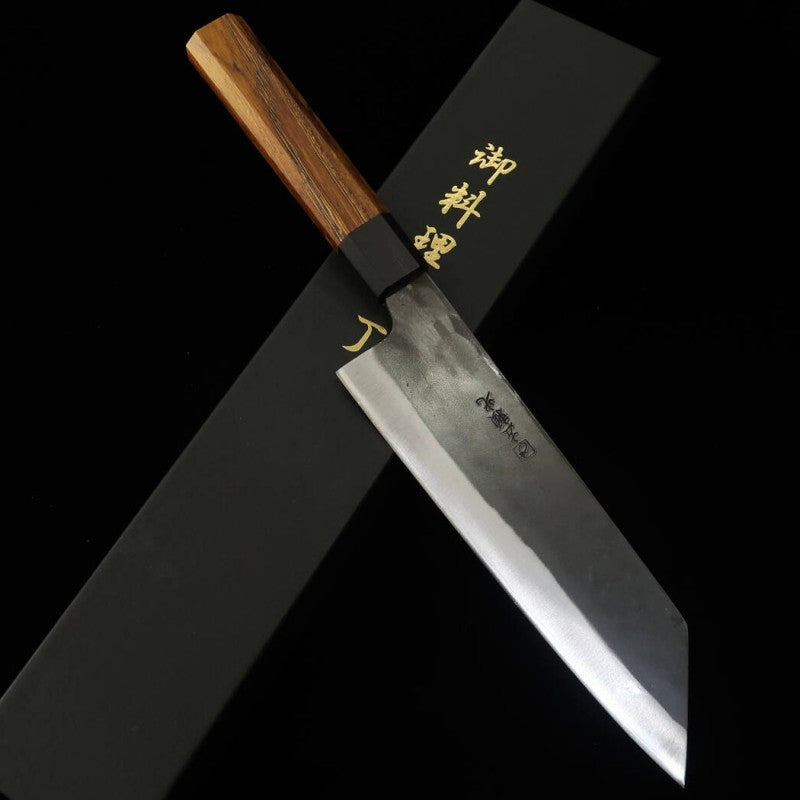 Hidari Yorimitsu BUNKA acero azul nº 1, acabado negro, mango de madera de hierro (200 mm)
