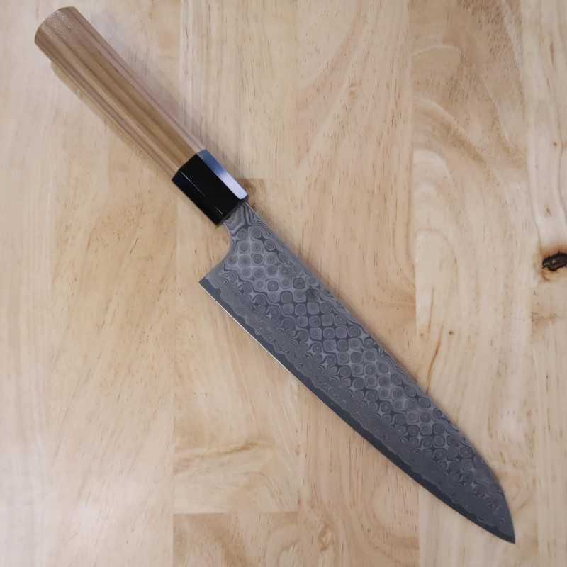 Gyuto NIGARA SG2 Damasco cabo octogonal em teca (210/240mm)