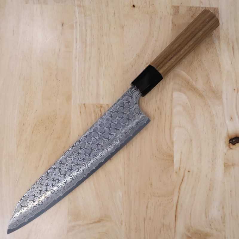Gyuto NIGARA SG2 Damasco cabo octogonal em teca (210/240mm)