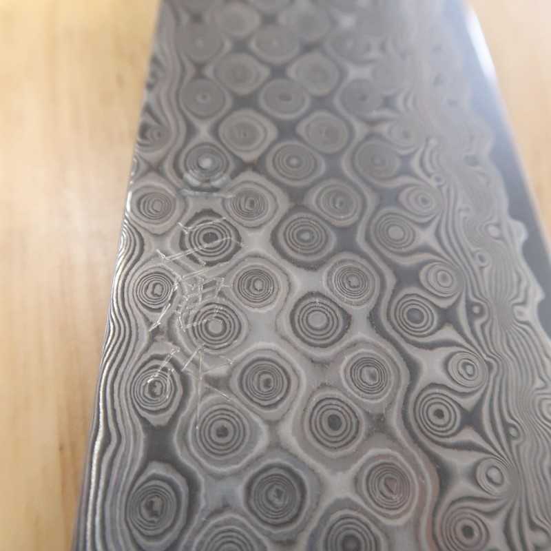 Gyuto NIGARA SG2 Damasco cabo octogonal em teca (210/240mm)