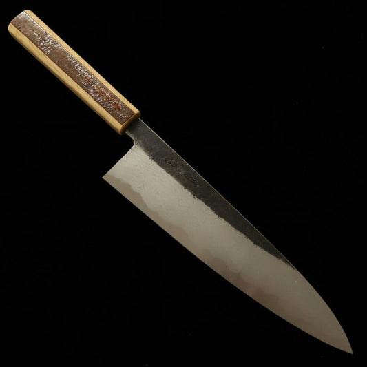 HADO Gyuto, acier bleu #1, finition kuro-uchi, damas, manche en écorce de cerisier (240 mm)
