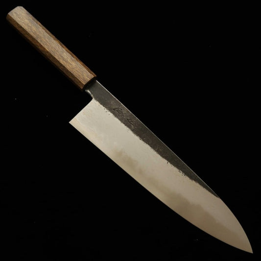 Hado HADO Blue Paper No.1, finition noire, Damas, Gyuto, manche octogonal en chêne noir (240 mm)