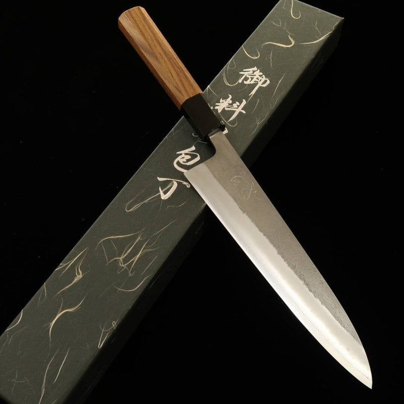 初心 HATSUKOKORO SKD(セミステンレス)梨地 チーク柄 牛刀 (210mm)