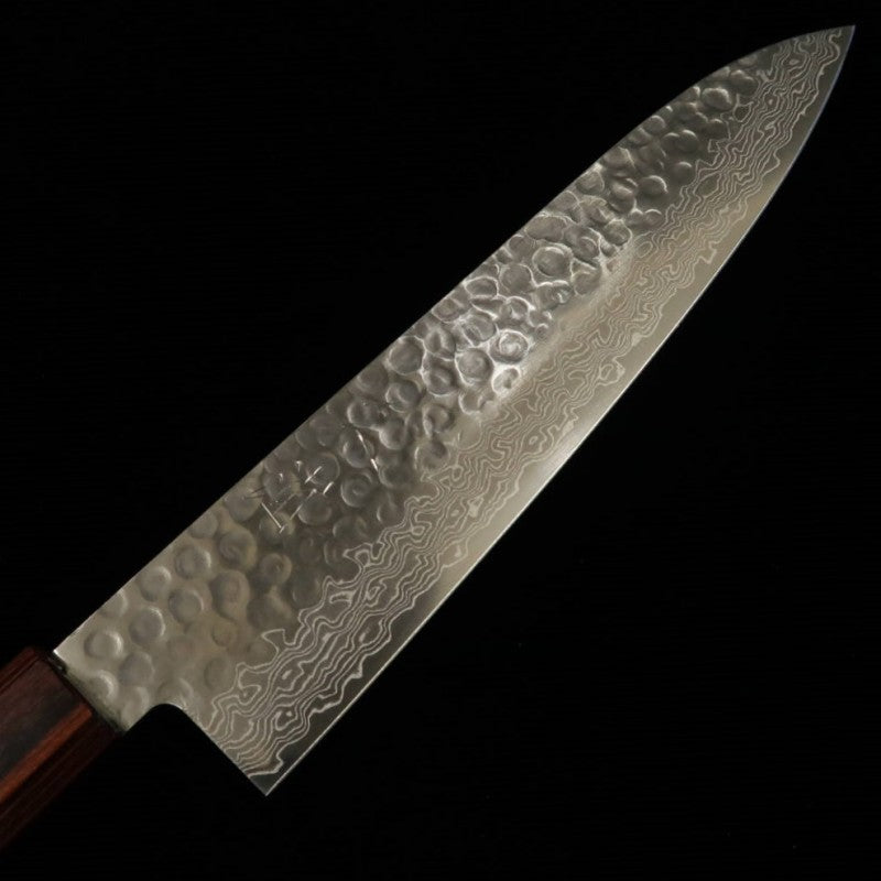 三浦 MIURA 牛刀 AUS10 鎚目 ダマスカス 欅八角柄 (210mm)